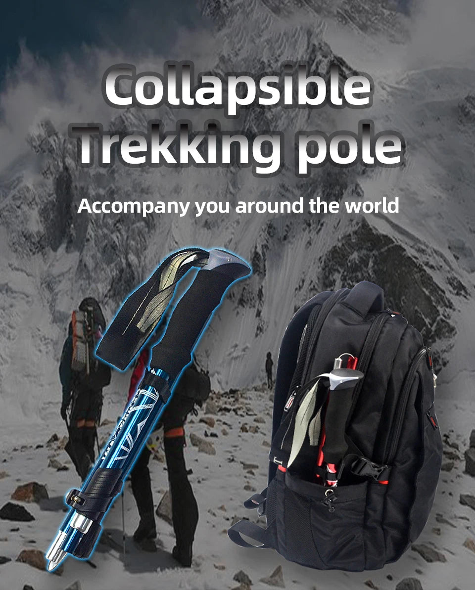 5-Section Folding Trekking Pole – Telescopic Hiking Stick for Camping, Nordic Walking, Travel